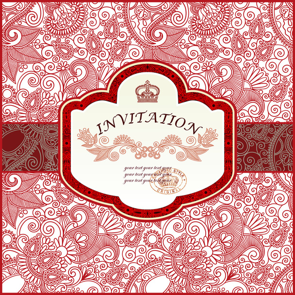 Vector ornamental invitation card - Vetor, Imagem