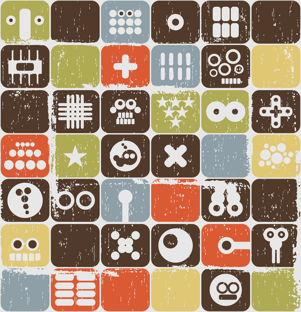 Robot and monsters on buttons seamless pattern. - Vector, afbeelding