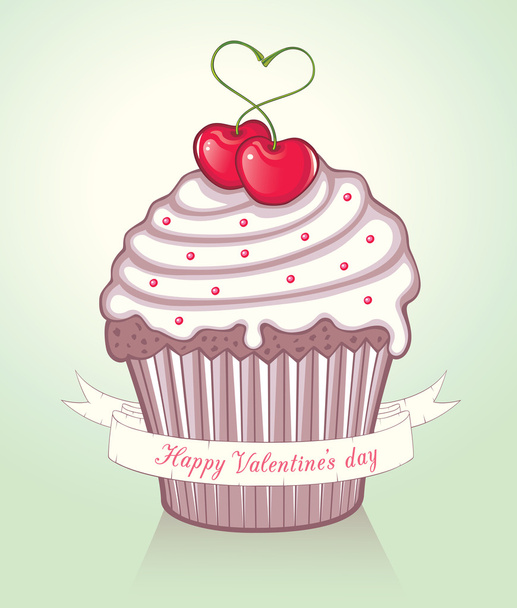 Valentine cupcake - Διάνυσμα, εικόνα