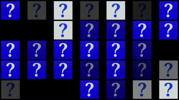 Cuadrados intermitentes con signos de interrogación en azul y blanco
 - Metraje, vídeo