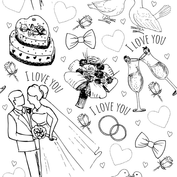 Simboli d'amore disegnati a mano
 - Vettoriali, immagini