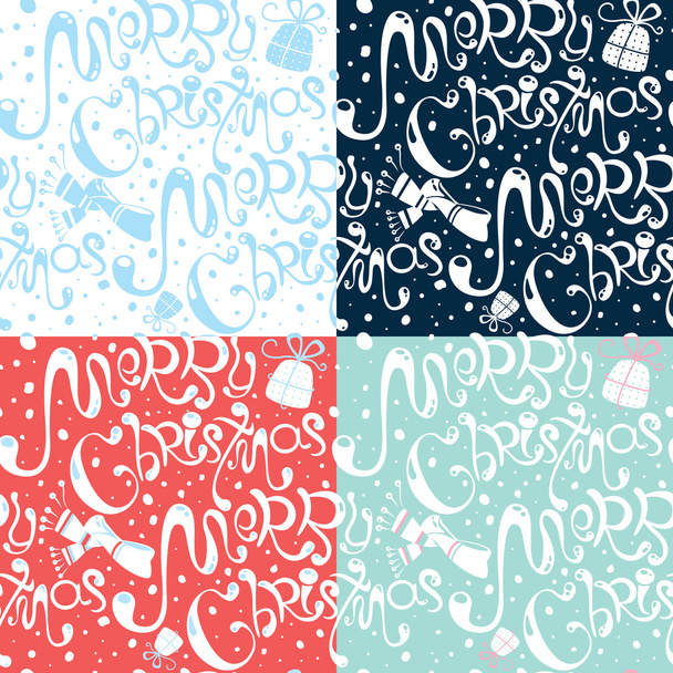Merry Christmas seamless pattern set - Vector, Image