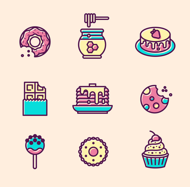 Sweets icon set. - Vector, Image
