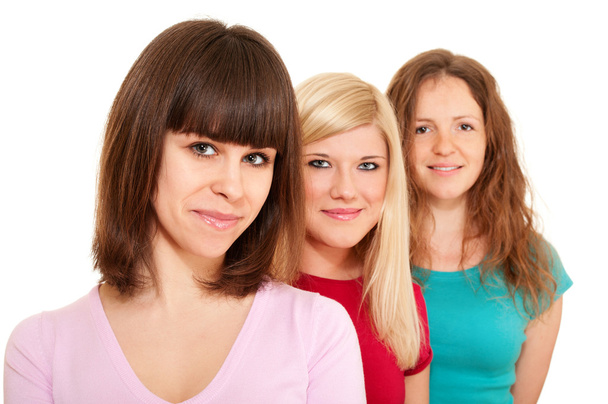 drie vrouwen brunette en blonde redhead in een rij - Foto, afbeelding