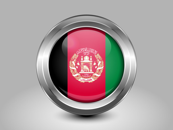 Flag of Afghanistan. Metal Round Icon - Vector, Image