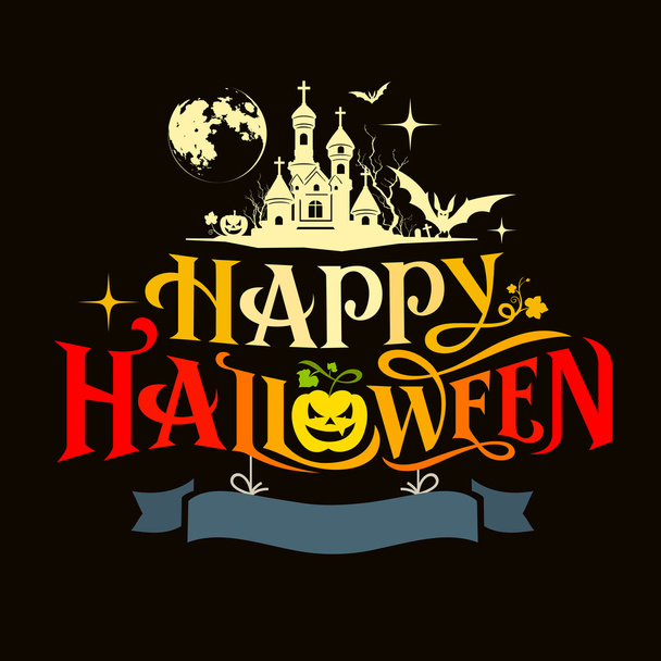Feliz halloween mensaje colorido silueta diseño
 - Vector, imagen