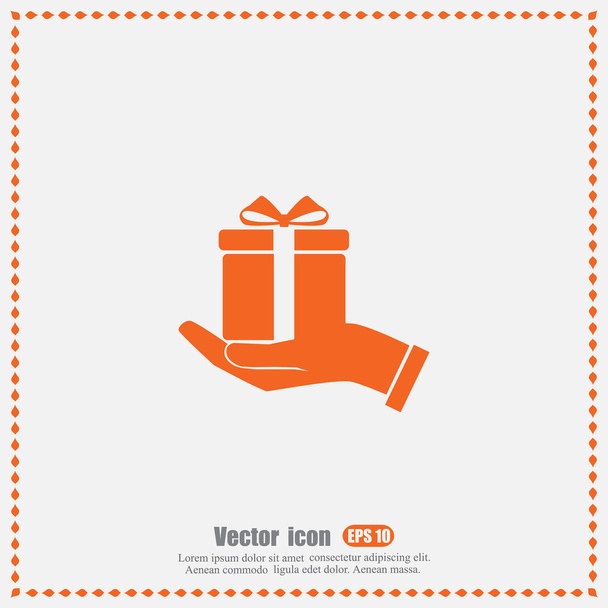 hand with gift box icon - Vector, Image
