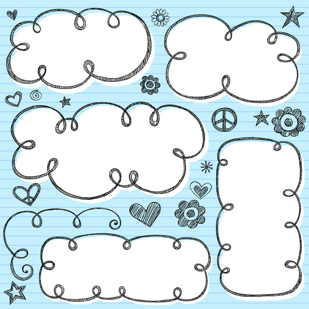 Cloud Frames Swirly Sketchy Векторні елементи дизайну Doodles
 - Вектор, зображення