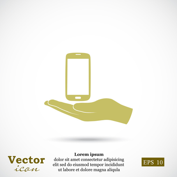 telefon komórkowy w dłoń ikona - Wektor, obraz