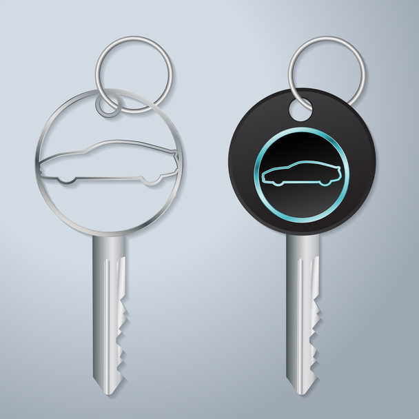 Car keys with engraved car symbol - Vector, Image