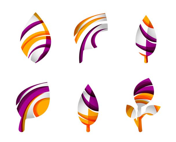 Reihe von abstrakten Öko-Blatt-Symbolen, Business-Logos Naturkonzepte, sauberes modernes geometrisches Design - Vektor, Bild