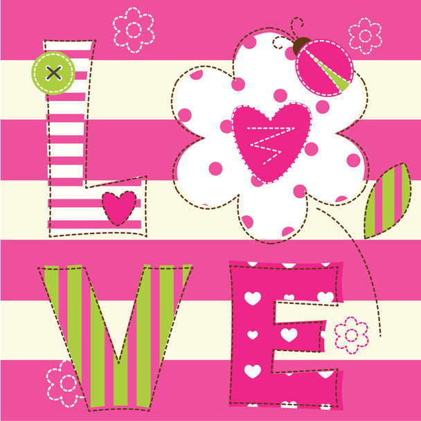 Cute baby background with letters and  ladybug - Vecteur, image
