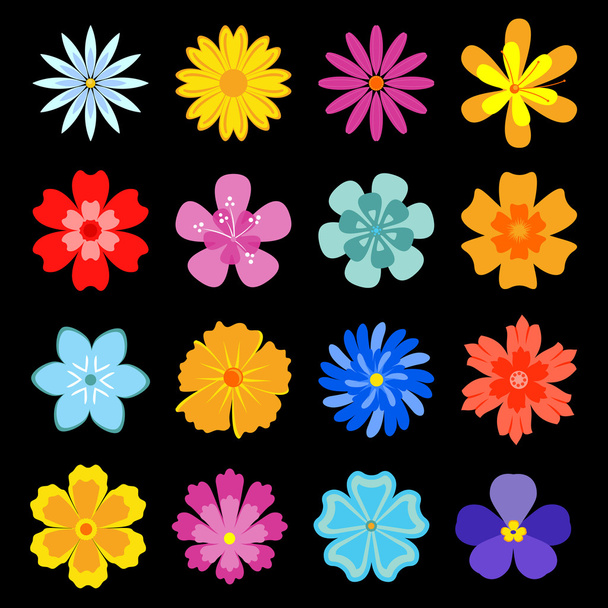 Set of flower blossoms - Vector, Imagen