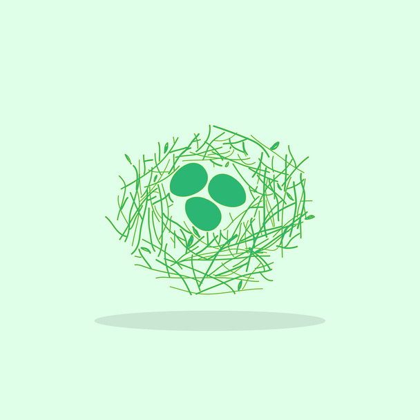 nest with eggs icon - Vector, Image