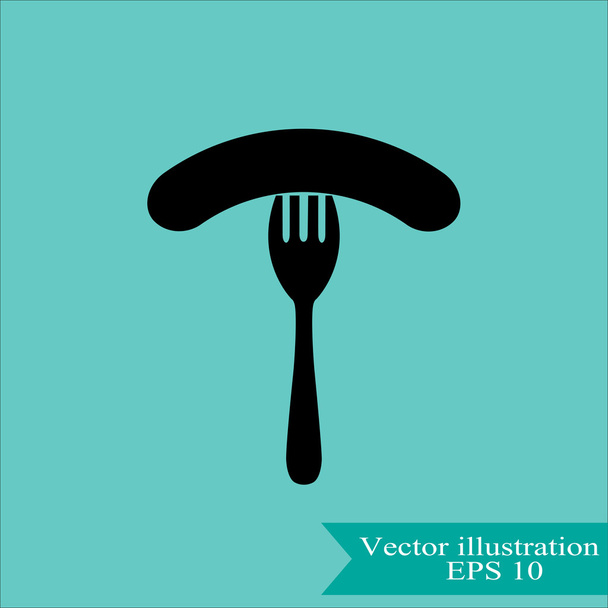 sausage on fork icon - Vector, Image