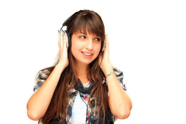 Happy girl with headphones - Photo, Image