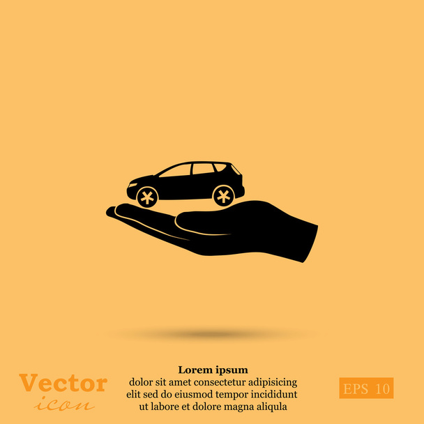 ikona ubezpieczenia samochodu - Wektor, obraz
