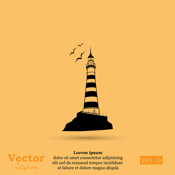 mariene vuurtoren pictogram - Vector, afbeelding