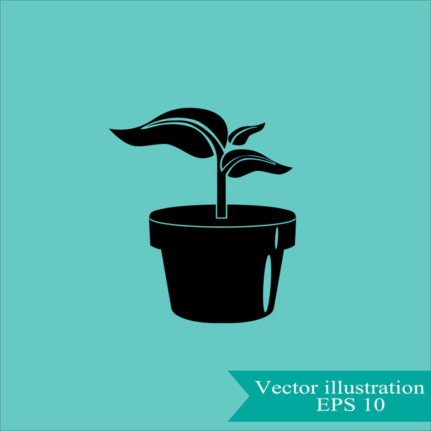 plant in flowerpot icon - Vector, Image