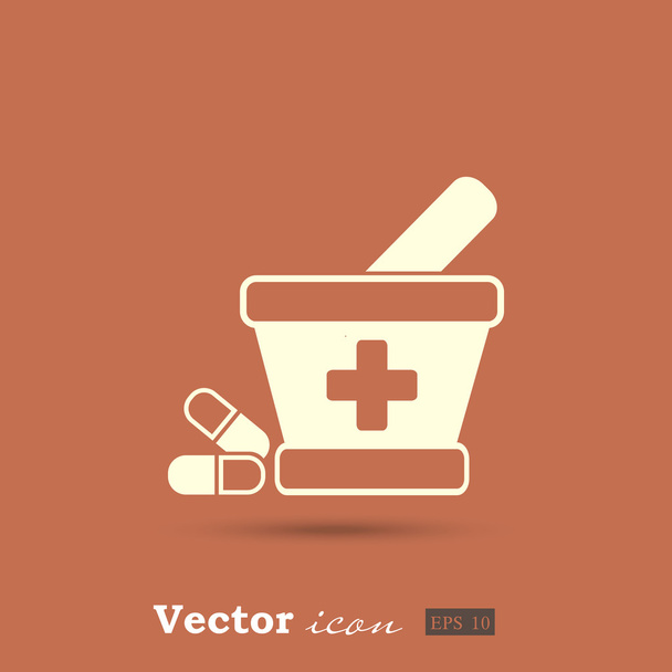 pillen en mortel pictogram - Vector, afbeelding