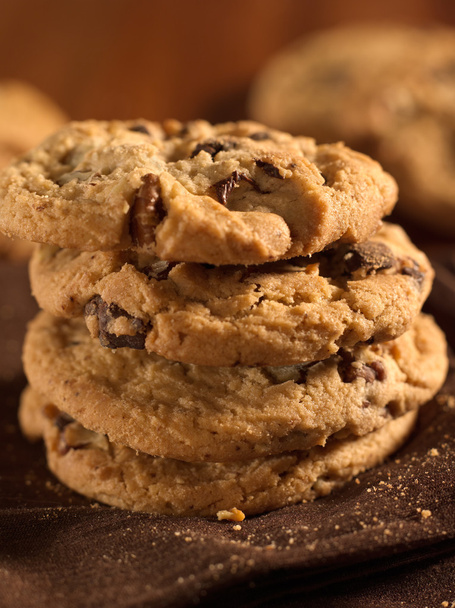 Chocolate chip cookies shot with selective focus. - Φωτογραφία, εικόνα