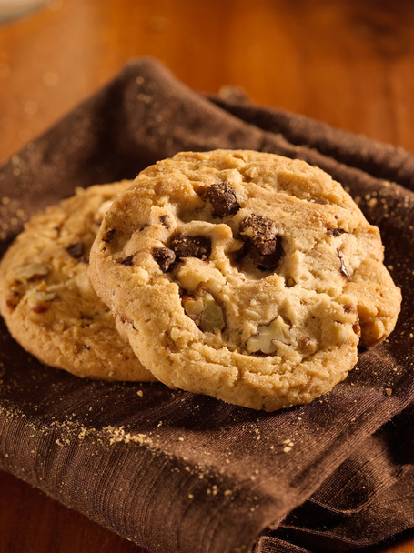 Chocolate chip cookies shot with selective focus. - Foto, Bild