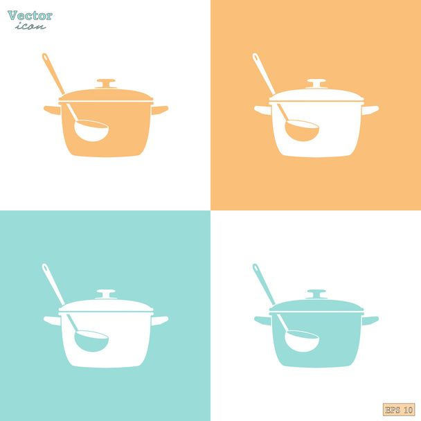 iconos de olla y cucharón
 - Vector, imagen