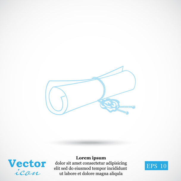 Papier scroll, diploma pictogram - Vector, afbeelding