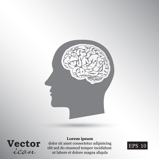 ανθρώπινο εγκέφαλο στο κεφάλι εικονίδιο - Διάνυσμα, εικόνα