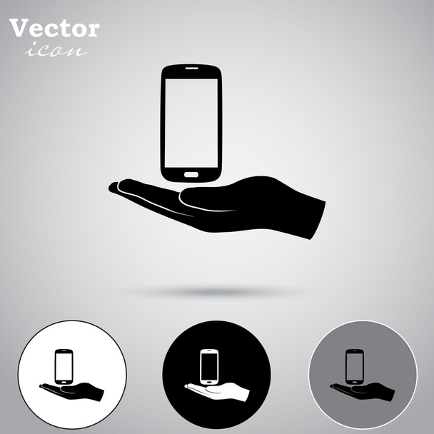 Mobile phone in hand icons - Vector, Image