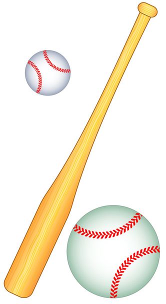 Bate y pelotas de béisbol
 - Vector, Imagen