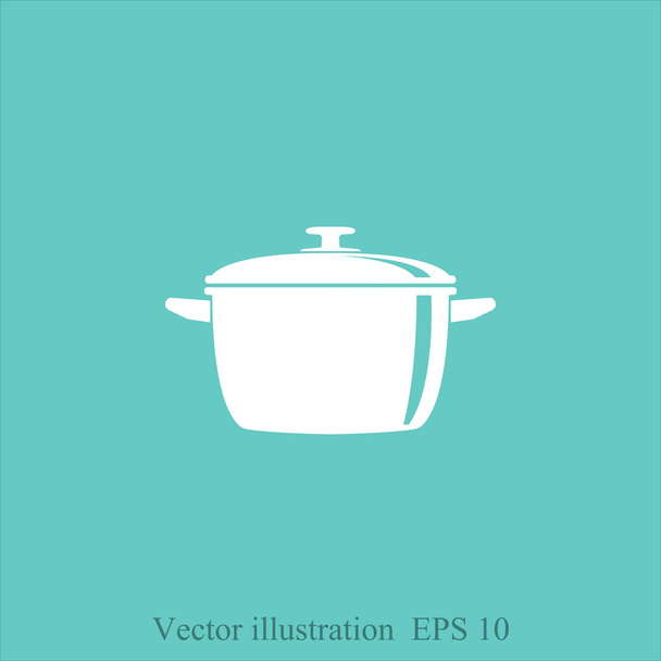 saucepan, cooking icon - Vector, Image