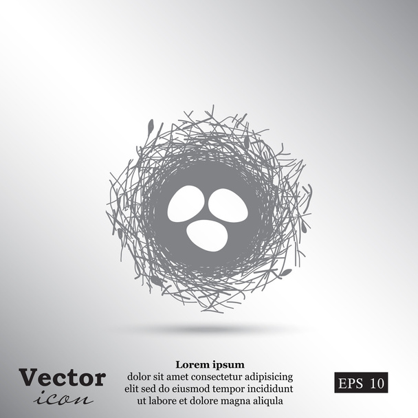 nest with eggs icon - Vector, Image