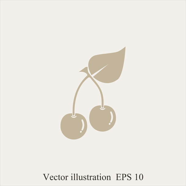 Kersen, fruit pictogram - Vector, afbeelding