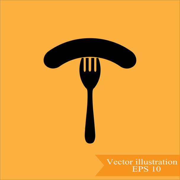 Worst op vork pictogram - Vector, afbeelding
