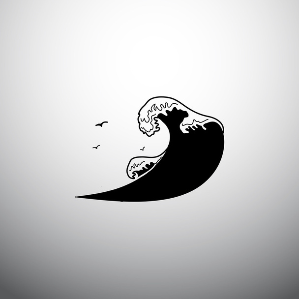 海とカモメのアイコン - ベクター画像