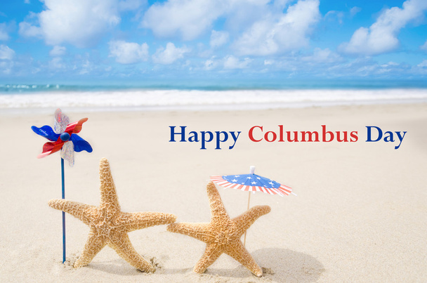 Kolomb günü arka plan ile starfishes - Fotoğraf, Görsel