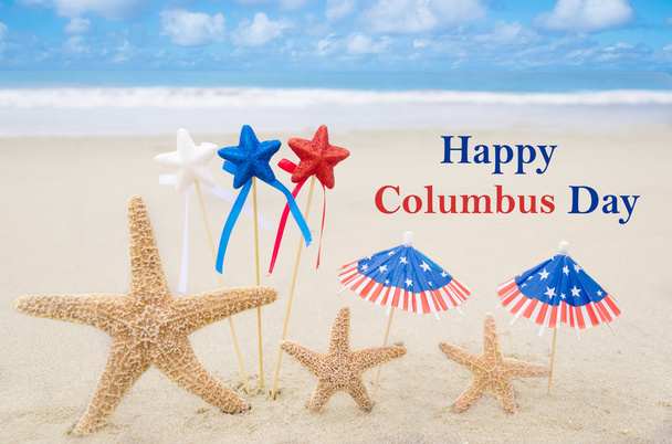 Kolomb günü arka plan ile starfishes - Fotoğraf, Görsel