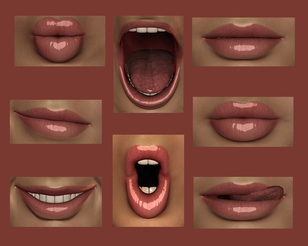 lippendienst, verschillende lip vormen - Foto, afbeelding