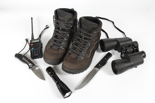 set of different items for Hiking - Φωτογραφία, εικόνα