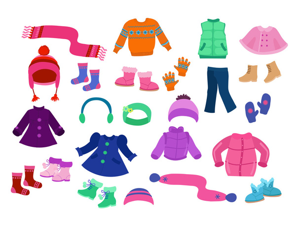 Coleção de roupas de inverno para meninas - ilustração vetorial
. - Vetor, Imagem