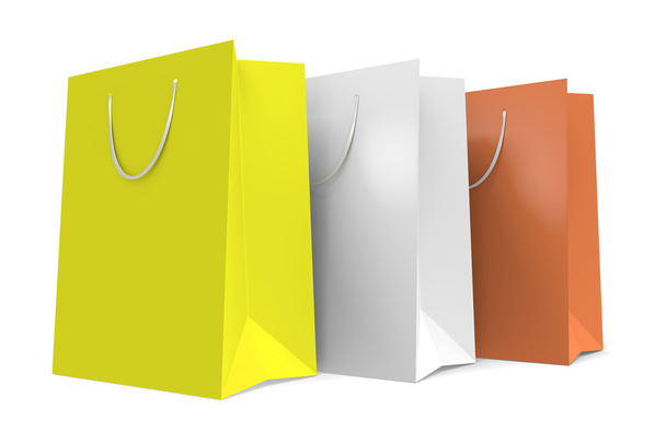 Tres bolsas de compras de papel con un tema de color de otoño
 - Foto, Imagen