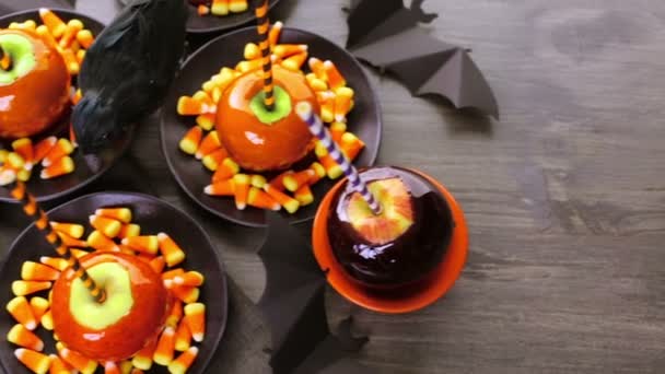 Candy apples for Halloween - Footage, Video