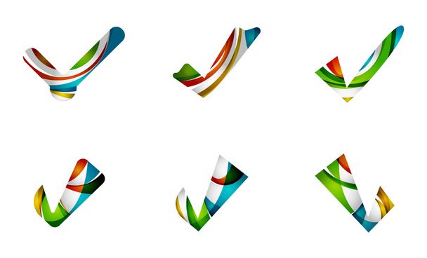 Conjunto de ícones abstratos OK e tick, conceitos de logotipo de negócios, design geométrico moderno limpo
 - Vetor, Imagem