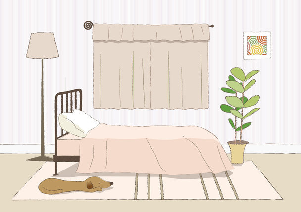 Cozy bedroom in light colors - Vector, Image