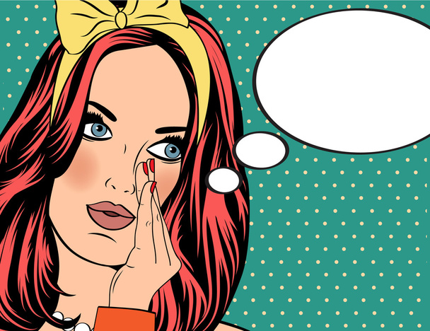 Pop Art illustration of woman with the speech bubble - Vector, Image