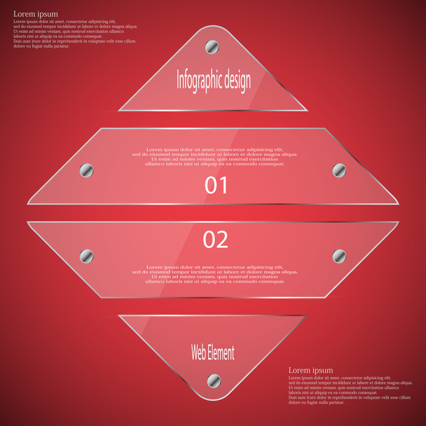 Glass rhombus template divided to four parts on red - Vector, Image