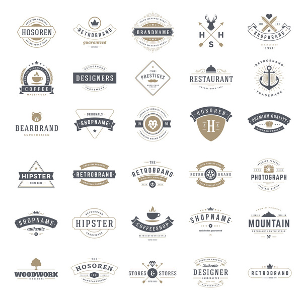 Logotipos Retro Vintage o conjunto de insignias. Elementos de diseño vectorial
 - Vector, Imagen