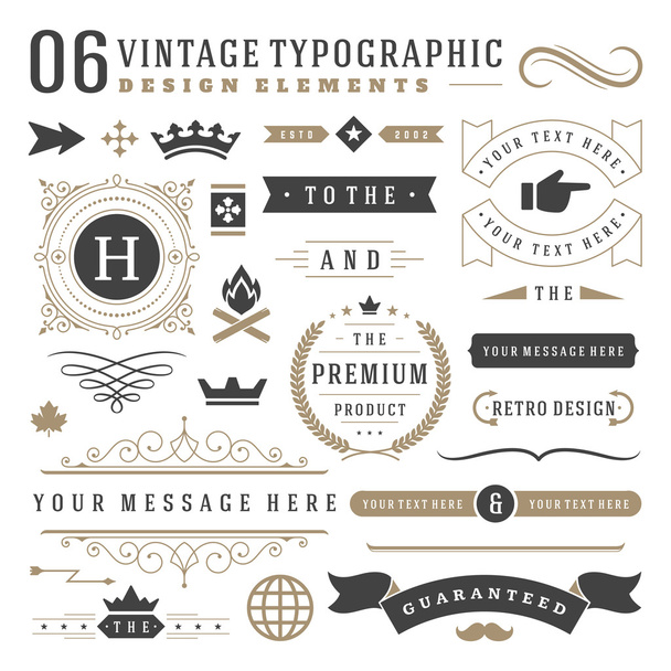Elementos de design tipográfico vintage retro
 - Vetor, Imagem