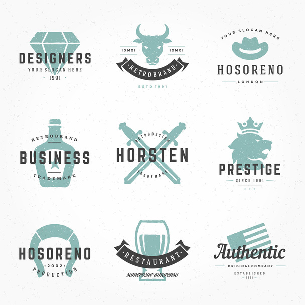 Retro Vintage Logotypes or insignias Hand drawn style set - Vector, afbeelding
